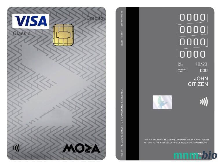 Mozambique Moza Bank visa klasyczny credit vertical karta przykład w formacie PSD